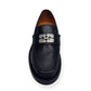 GANNI CRYSTAL-EMBELLISHED LEATHER LOAFERS BLACK / SILVER 38 / UK5