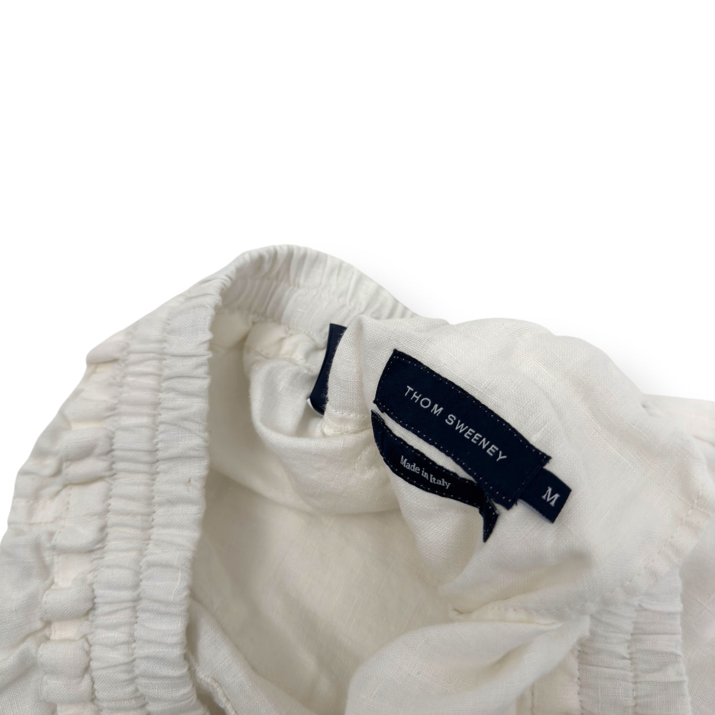 THOM SWEENEY LINEN DRAWSTRING TROUSERS WHITE M