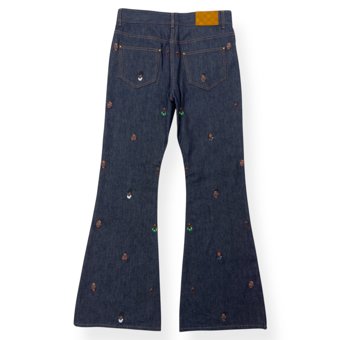 LOUIS VUITTON EMBROIDERED BOOTCUT DENIM TROUSERS INDIGO BLUE W30”