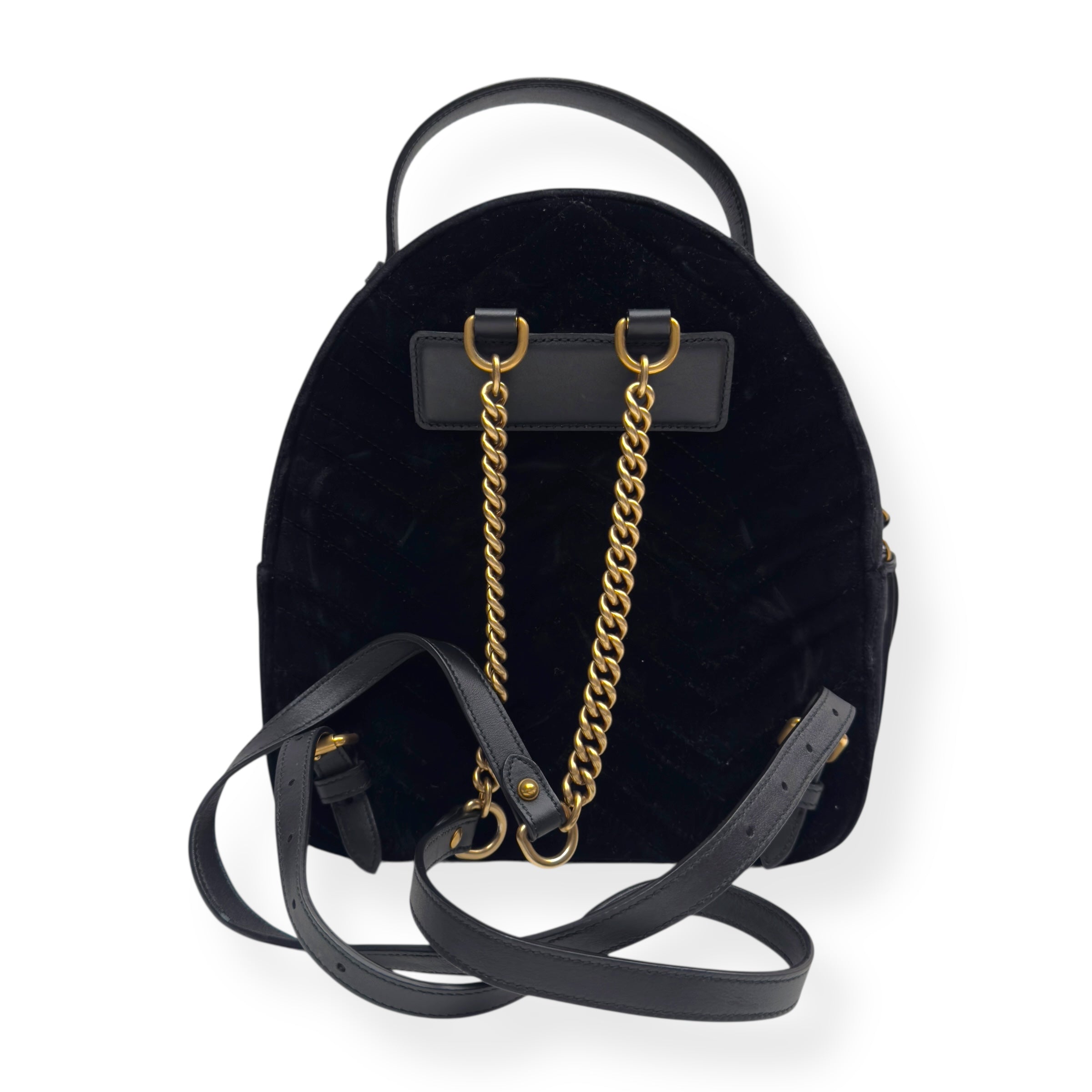 GUCCI GG MARMONT VELVET MATELASSÉ BACKPACK BLACK