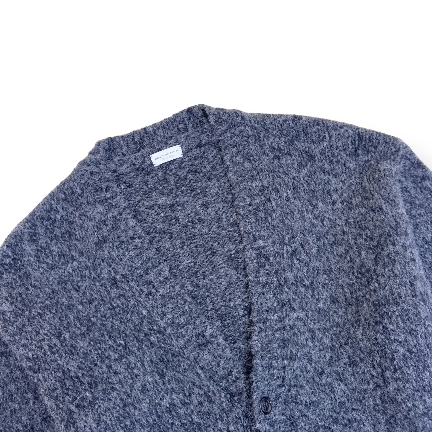 DRIES VAN NOTEN ALPACA / WOOL BLEND CARDIGAN GREY XL