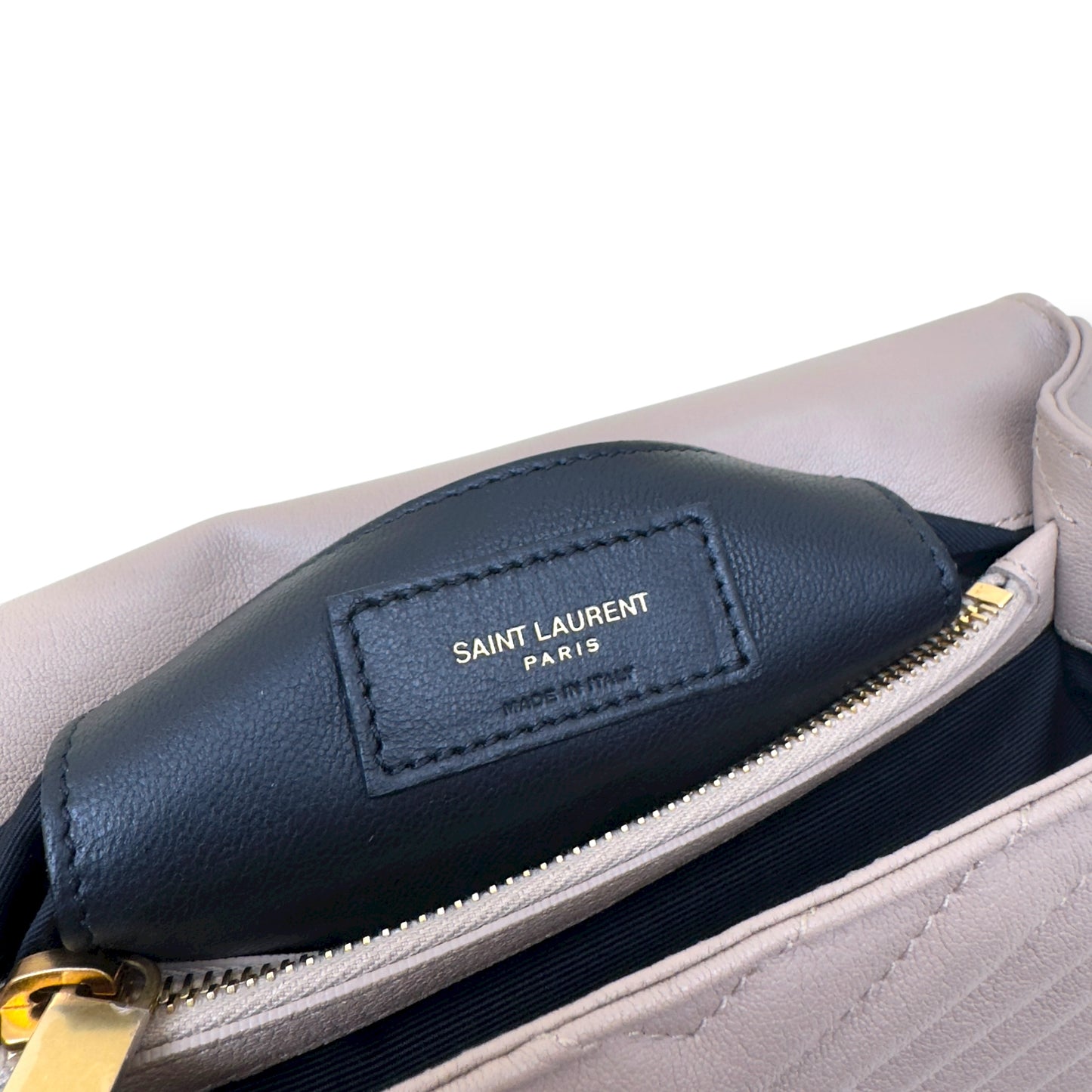 SAINT LAURENT COLLEGE LEATHER SHOULDER BAG BEIGE M