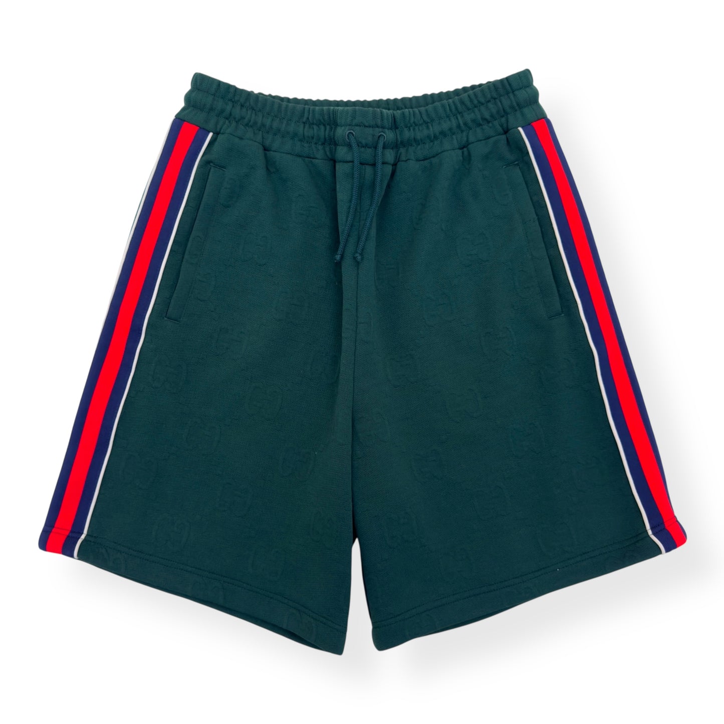 GUCCI GG JACQUARD JERSEY SHORTS FOREST GREEN M