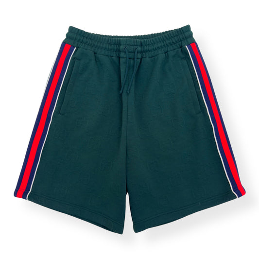 GUCCI GG JACQUARD JERSEY SHORTS FOREST GREEN M