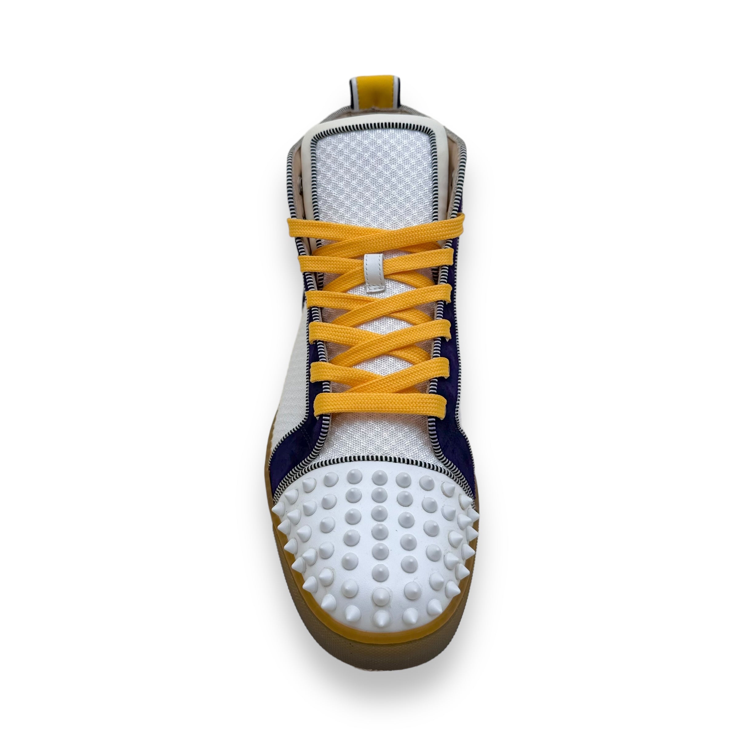 CHRISTIAN LOUBOUTIN ‘LAKERS’ SPIKE HIGH TOP SNEAKER ‘PURPLE YELLOW’ UK9