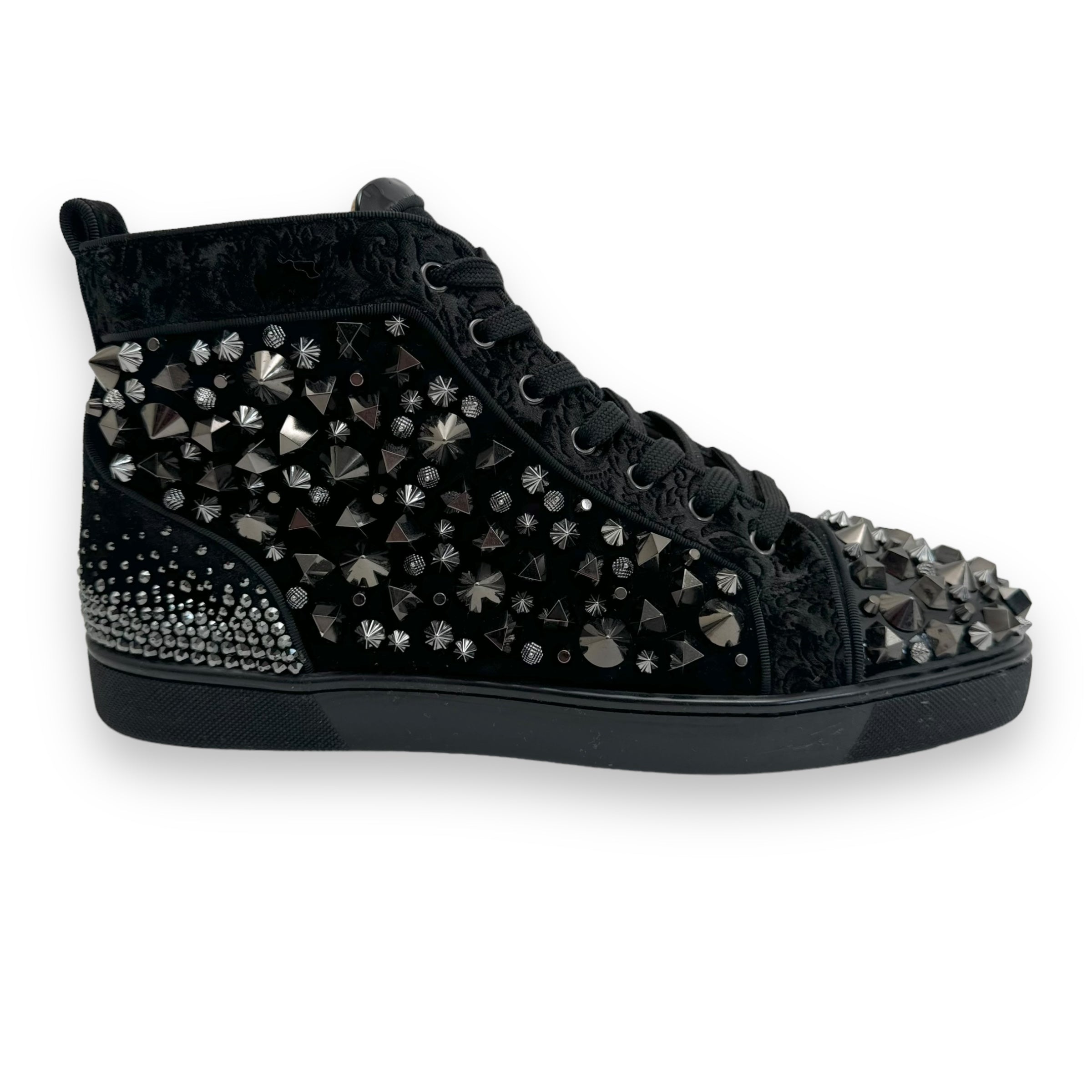 CHRISTIAN LOUBOUTIN SUEDE / LEATHER / VELVET CRYSTAL SNEAKER UK11