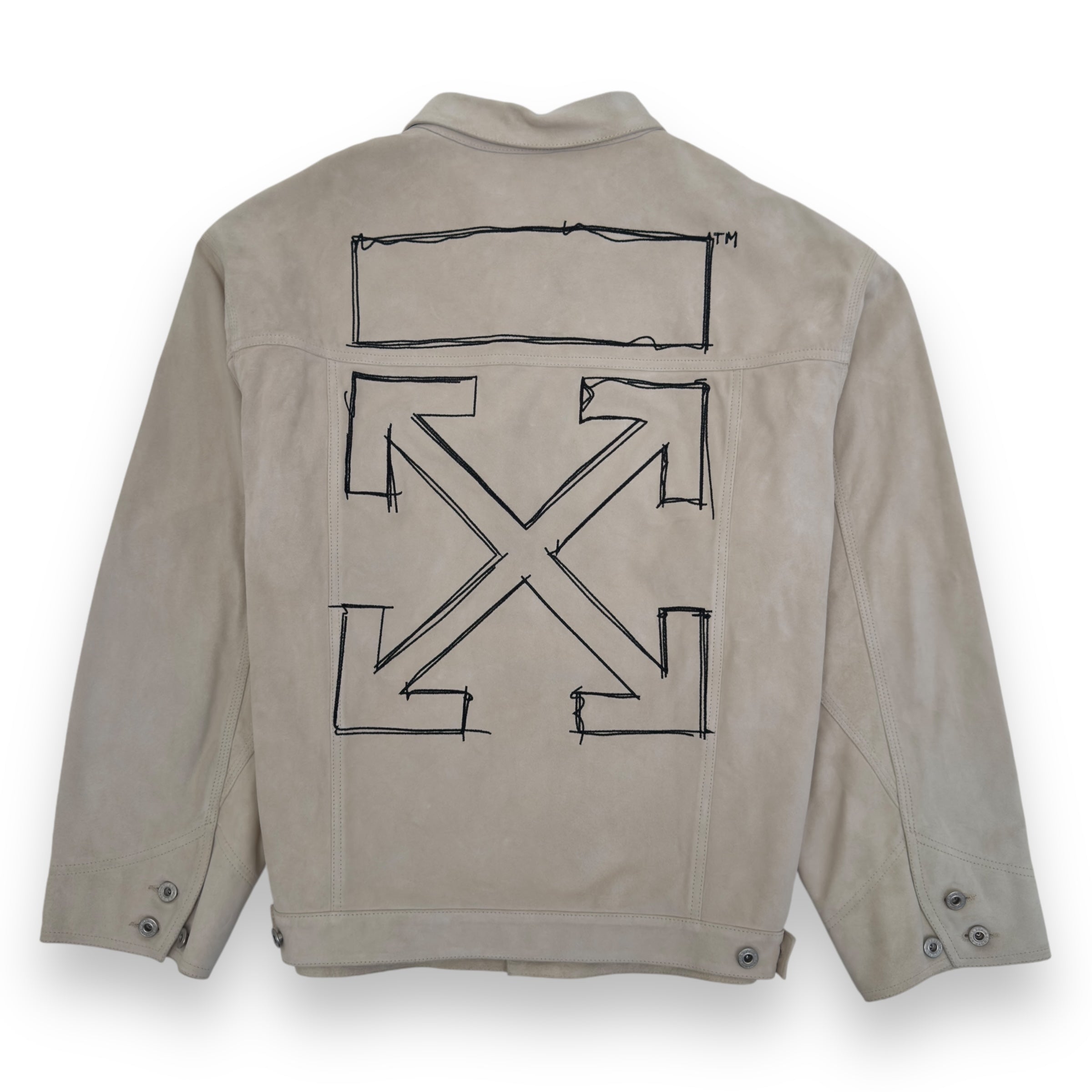 OFF-WHITE TAFT POINT LEATHER JACKET SAND / BLACK L