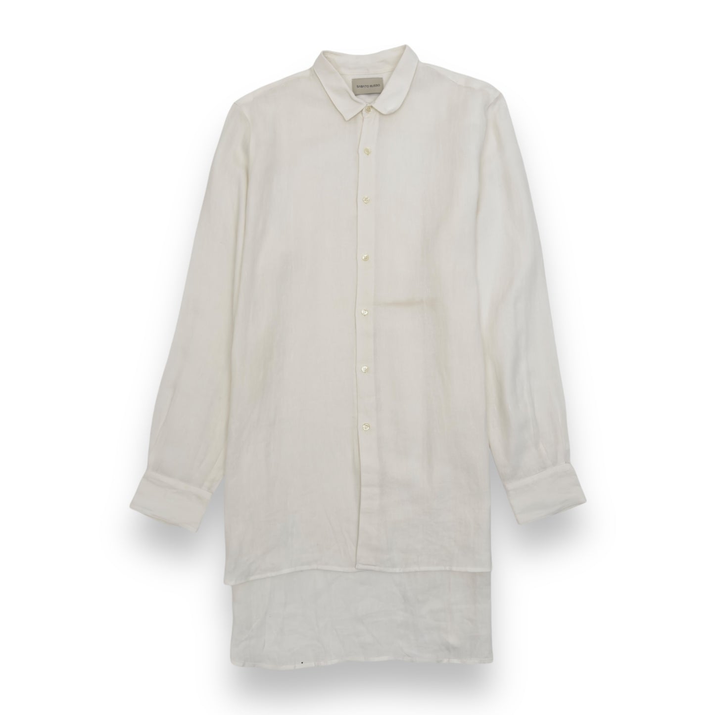 SABATO RUSSO LINEN LONG BUTTON-UP SHIRT IVORY XL