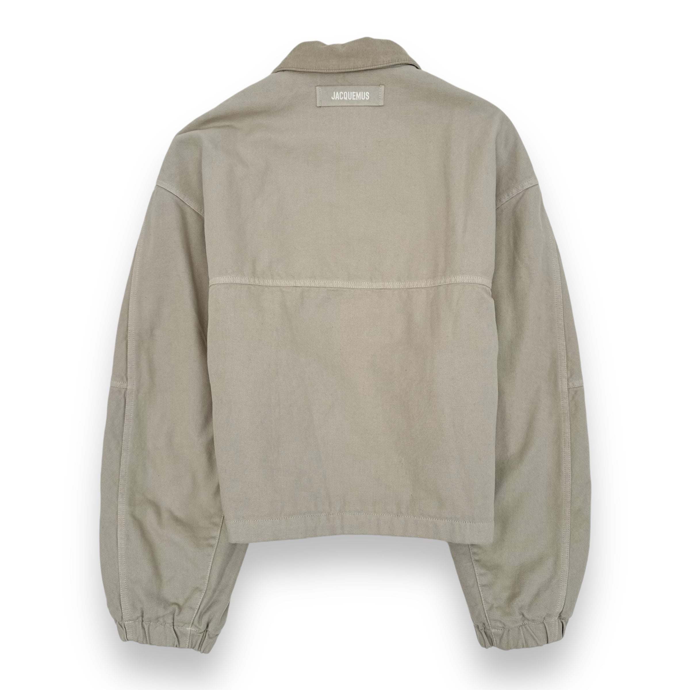 JACQUEMUS CROPPED LE BLOUSON TRIVELA UTILITY COTTON JACKET NATURAL XS