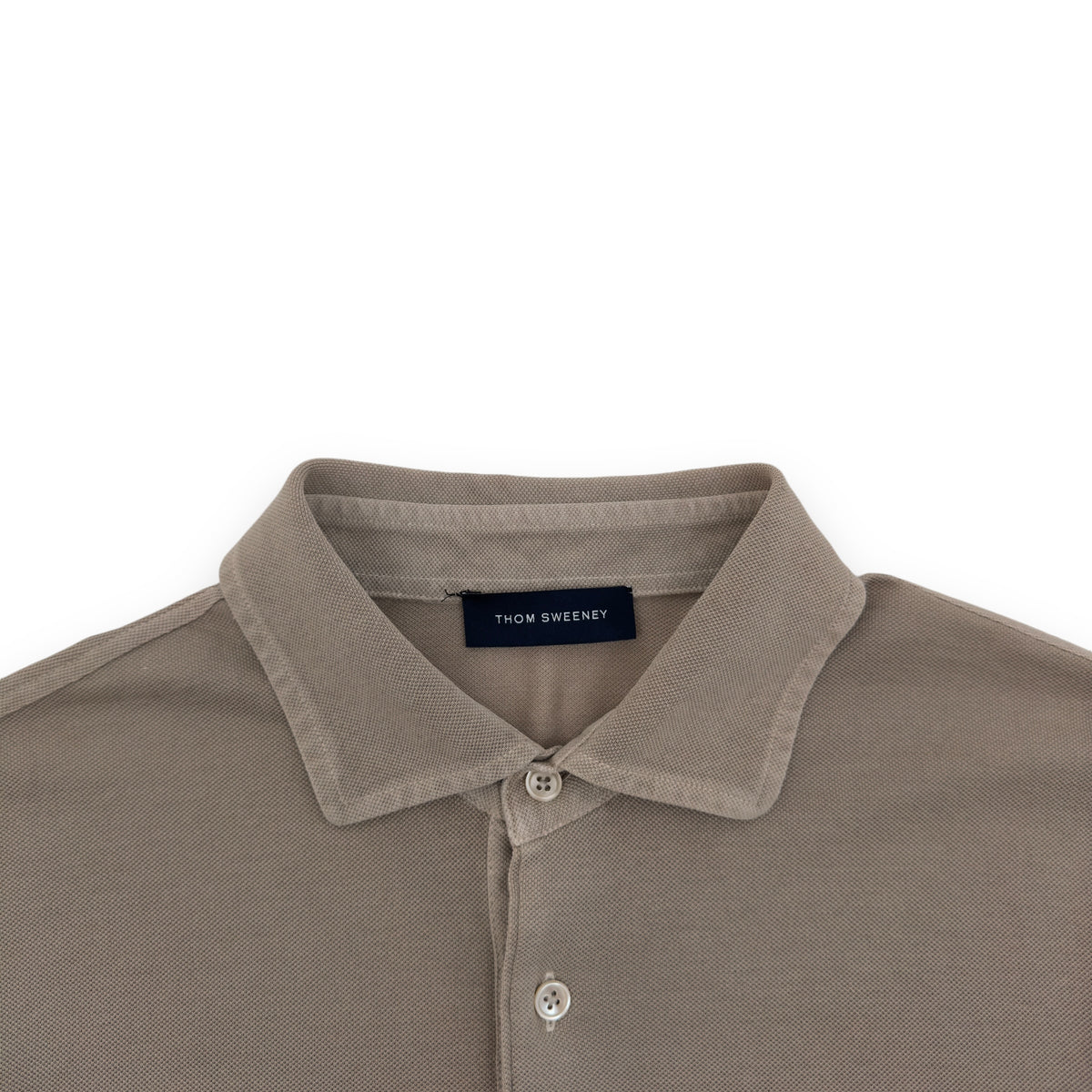 THOM SWEENEY LONG SLEEVE POLO SHIRT TAUPE M