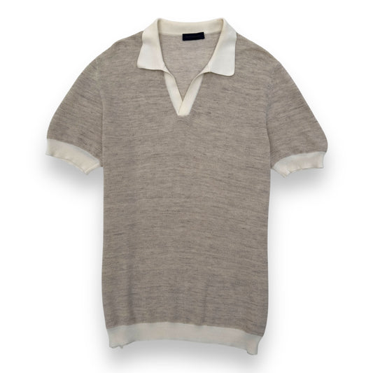 THOM SWEENEY LINEN SKIPPER POLO SHIRT SAND L