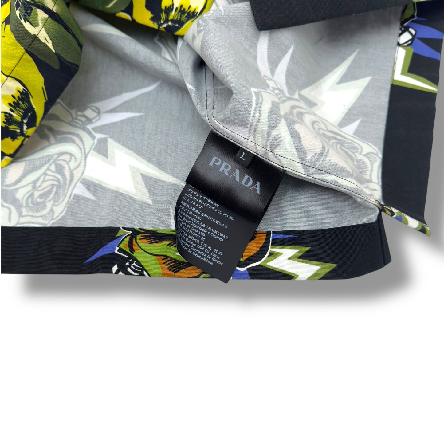PRADA DOUBLE MATCH BOWLING SHIRT YELLOW / BLACK L