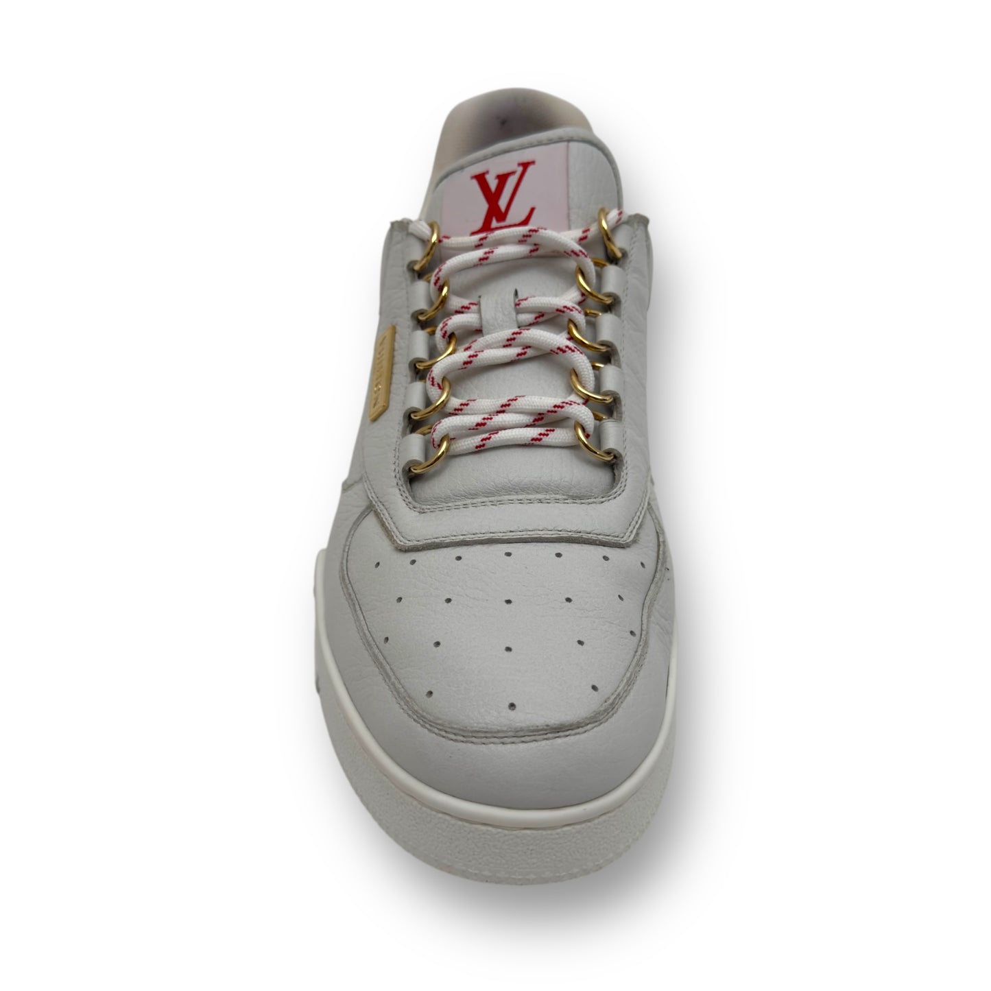 LOUIS VUITTON CALFSKIN LEATHER SNEAKER WHITE / GOLD UK7.5