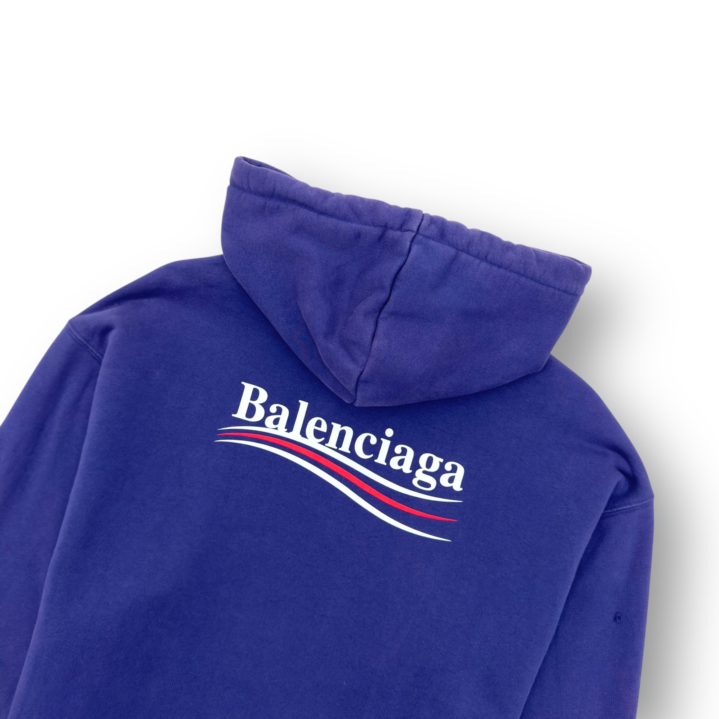 BALENCIAGA POLITICAL LOGO HOODIE BLUE L