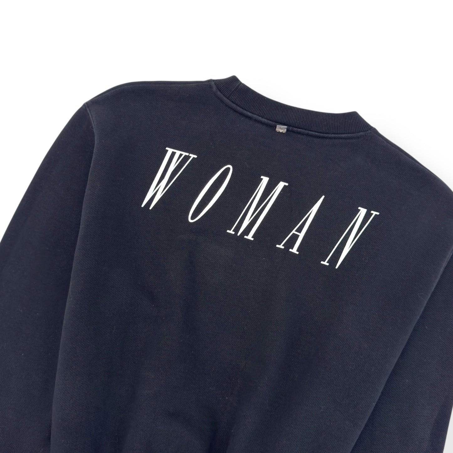 OFF-WHITE WOMENS LOGO PRINT CROPPED SWEATSHIRT BLACK / WHITE S
