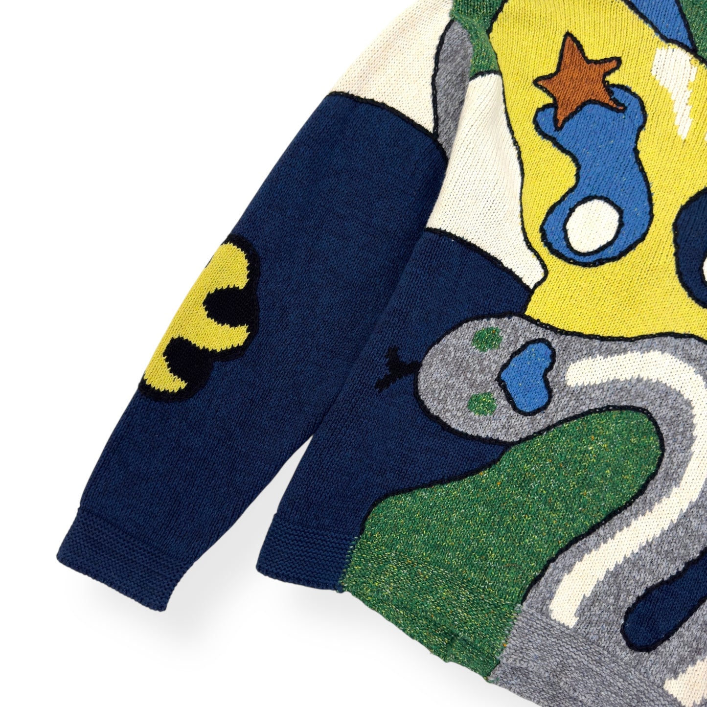 KENZO PARIS V-NECK ABSTRACT CARDIGAN GREEN / YELLOW L