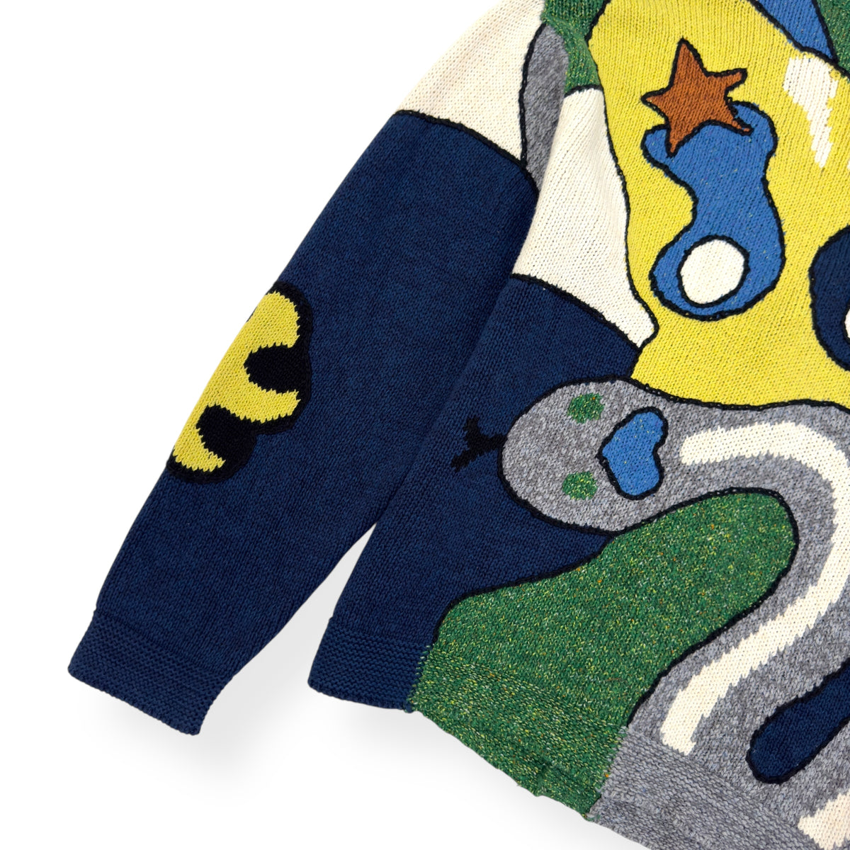 KENZO PARIS V-NECK ABSTRACT CARDIGAN GREEN / YELLOW L