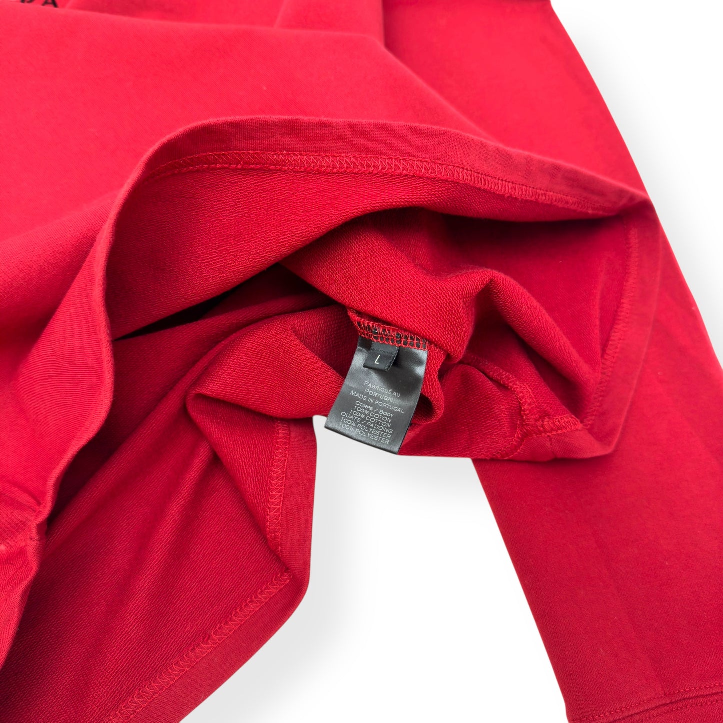 BALMAIN LOGO PRINT HOODIE RED / BLACK L