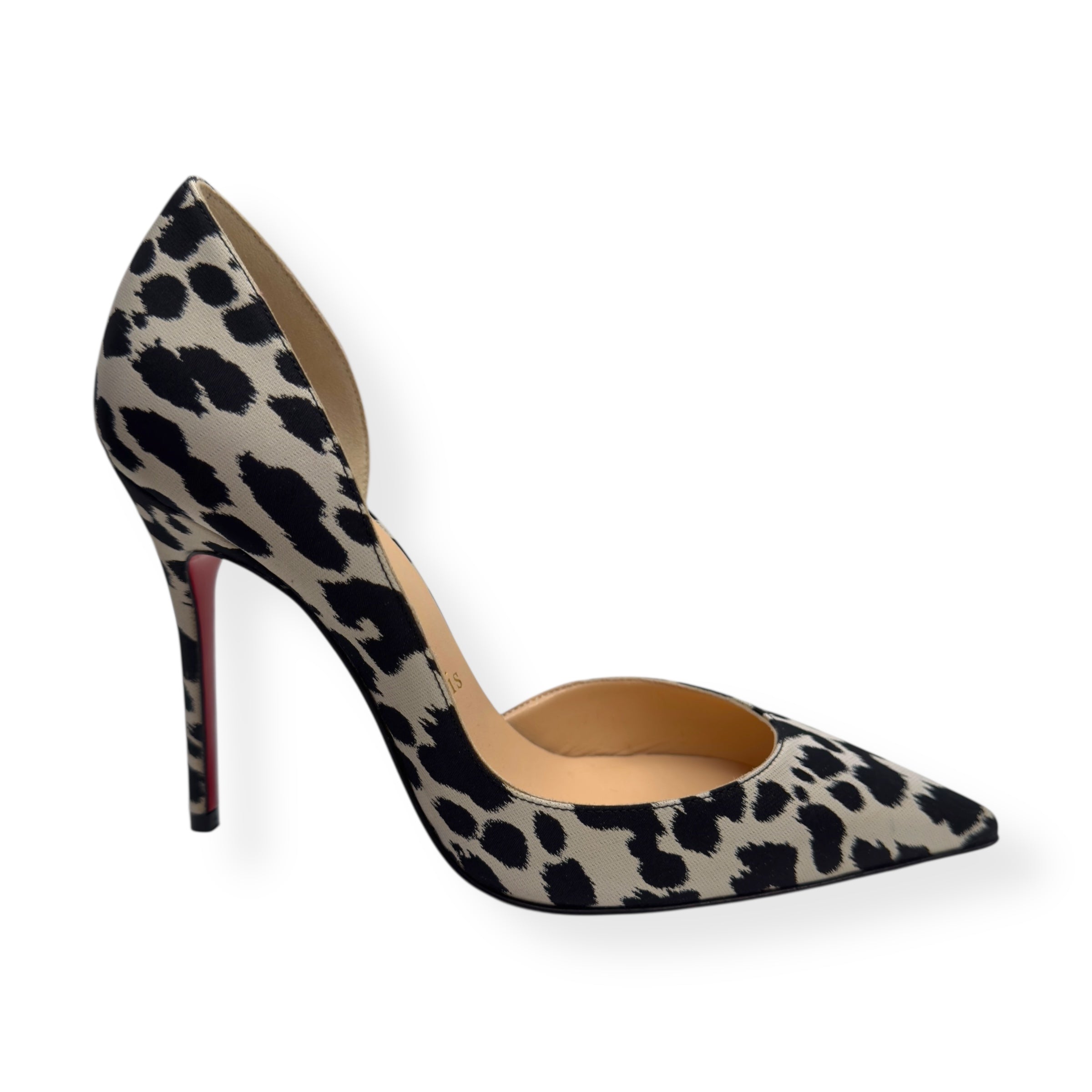 CHRISTIAN LOUBOUTIN PONY HAIR ANIMAL PRINT PUMPS BLACK / WHITE / RED 36 / UK3
