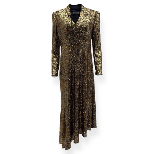 CEFINN JACQUETTA SEQUIN V NECK MAXI DRESS GOLD UK14