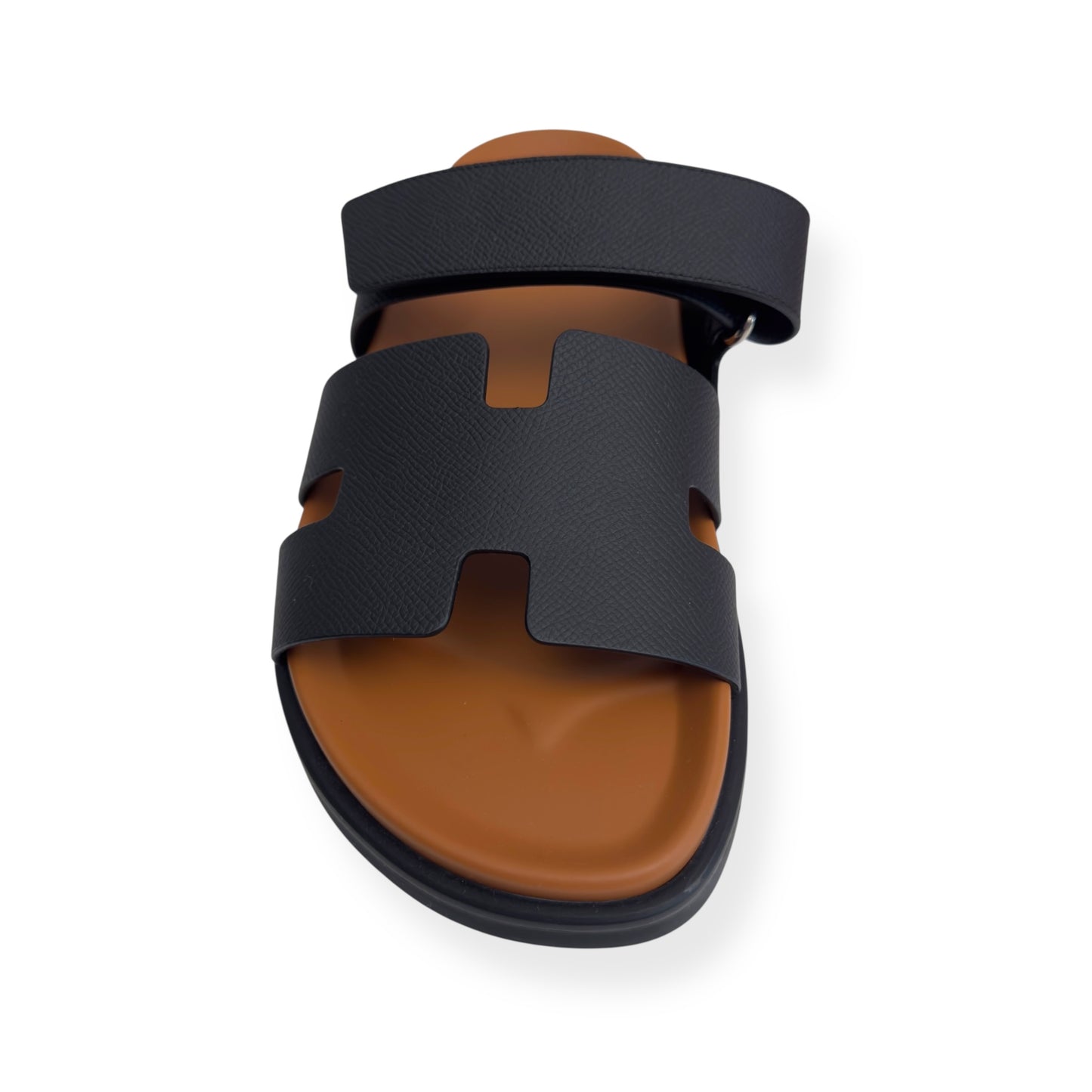 HERMÈS CHYPRE SANDALS NATUREL / BLACK 42 / UK8