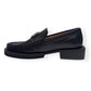 GANNI CRYSTAL-EMBELLISHED LEATHER LOAFERS BLACK / SILVER 38 / UK5