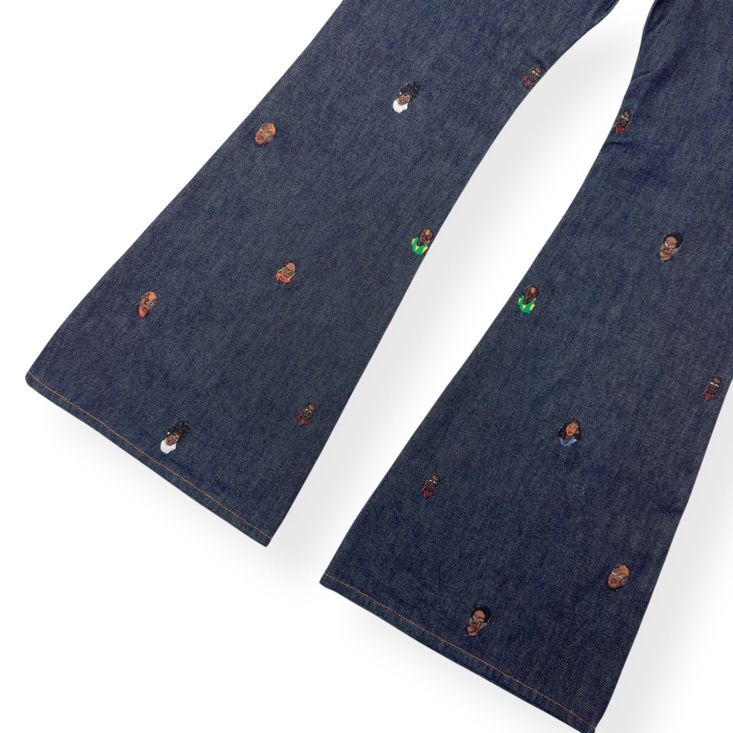 LOUIS VUITTON EMBROIDERED BOOTCUT DENIM TROUSERS INDIGO BLUE W30”