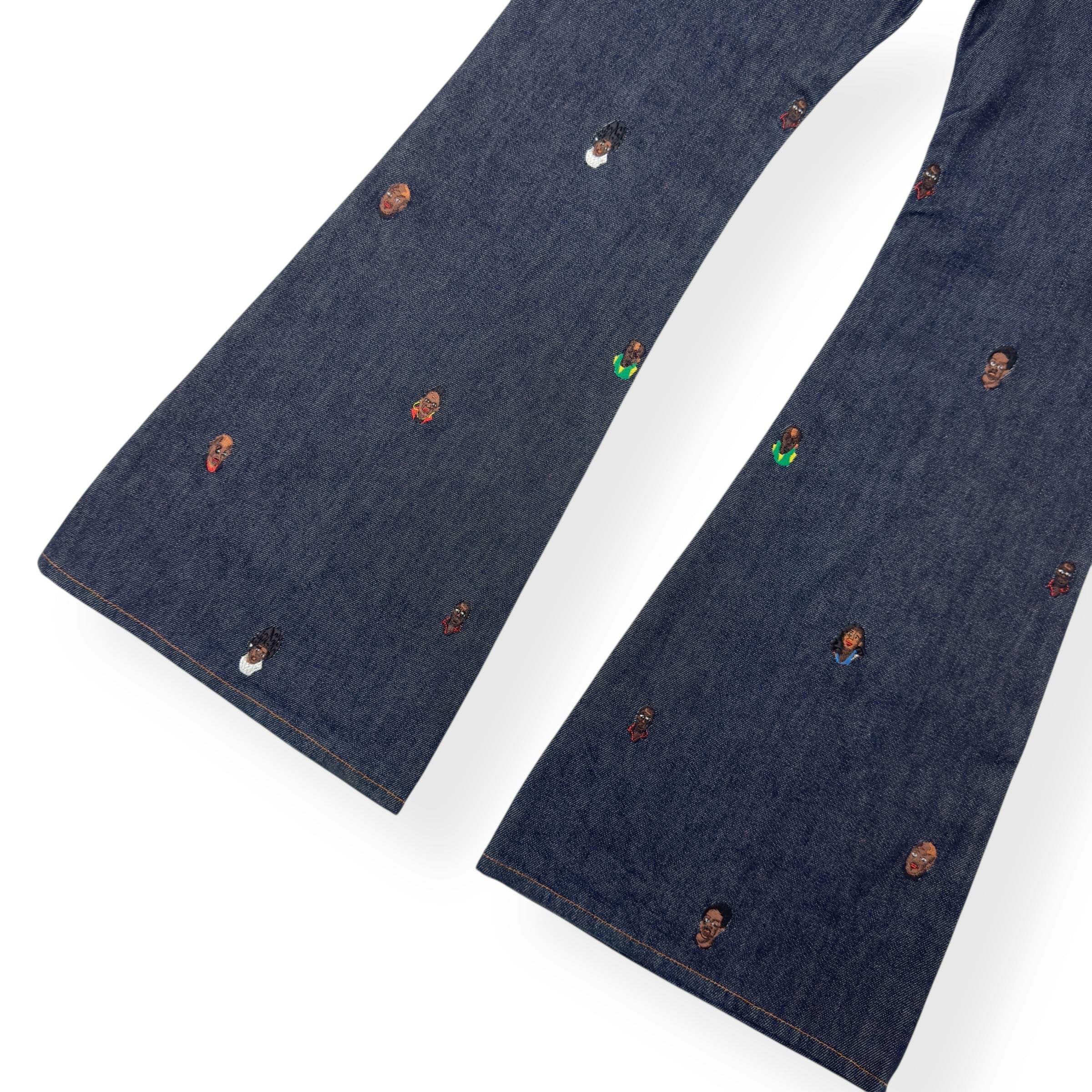 LOUIS VUITTON EMBROIDERED BOOTCUT DENIM TROUSERS INDIGO BLUE W30”