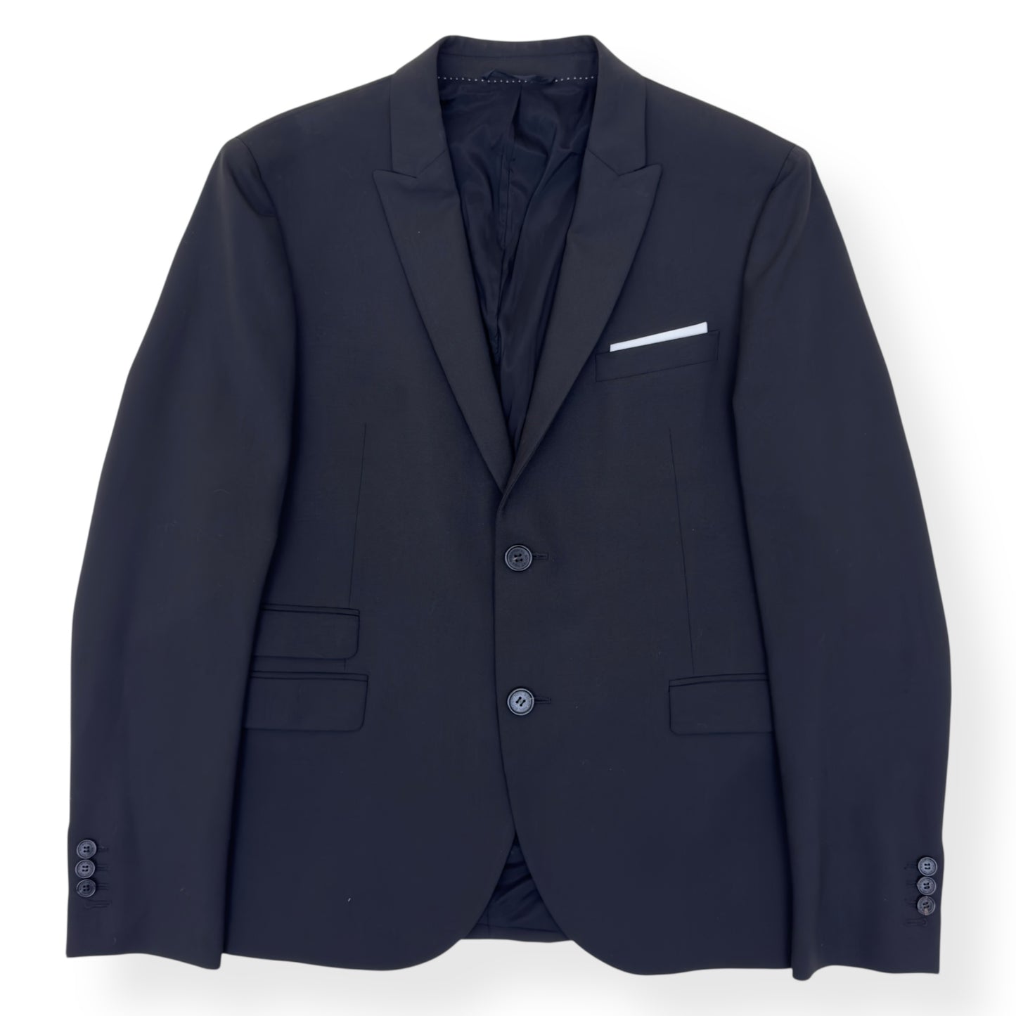 NEIL BARRETT CLASSIC SINGLE BREASTED WOOL BLEND SLIM SUIT BLACK 50 / M