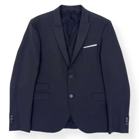 NEIL BARRETT CLASSIC SINGLE BREASTED WOOL BLEND SLIM SUIT BLACK 50 / M