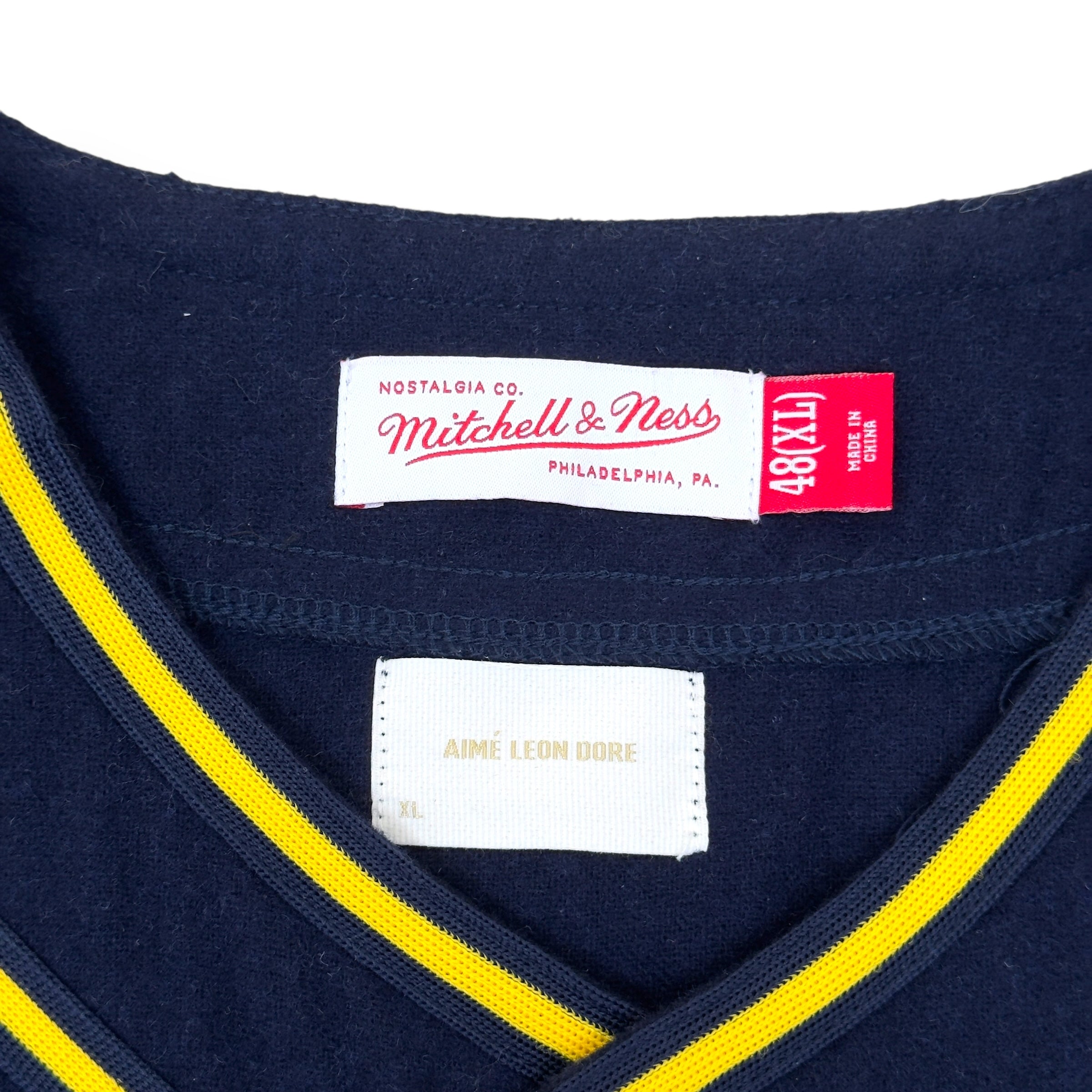 AIMÈ LEON DORE X MITCHELL & NESS TEAM BASEBALL JERSEY NAVY / YELLOW XL