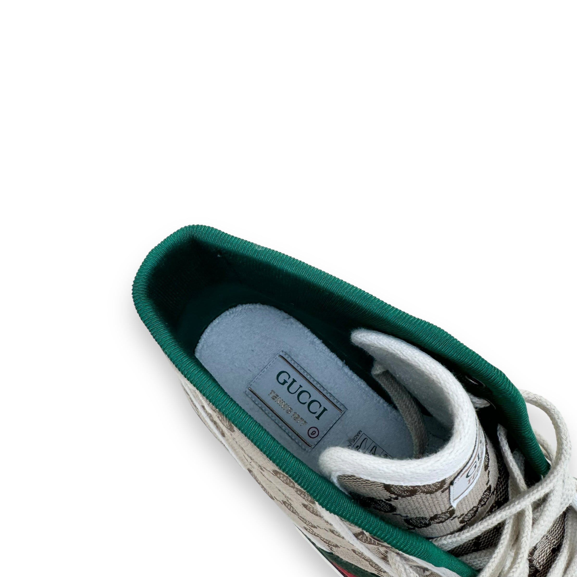 GUCCI GG CANVAS TENNIS 1977 HIGH TOP SNEAKER UK9
