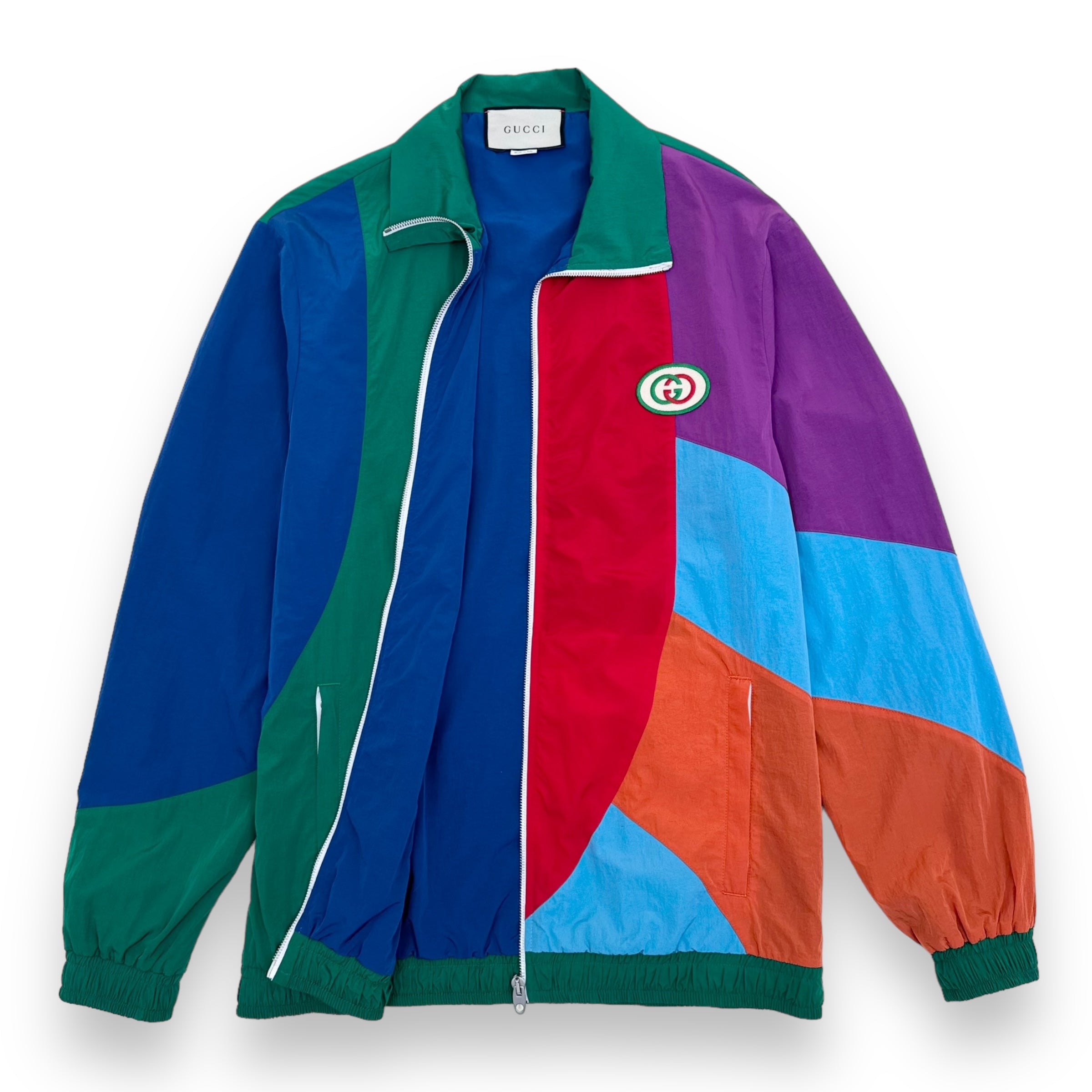 GUCCI GEOMETRIC OVERSIZED ZIP-UP TRACK JACKET MULTICOLOURED XS