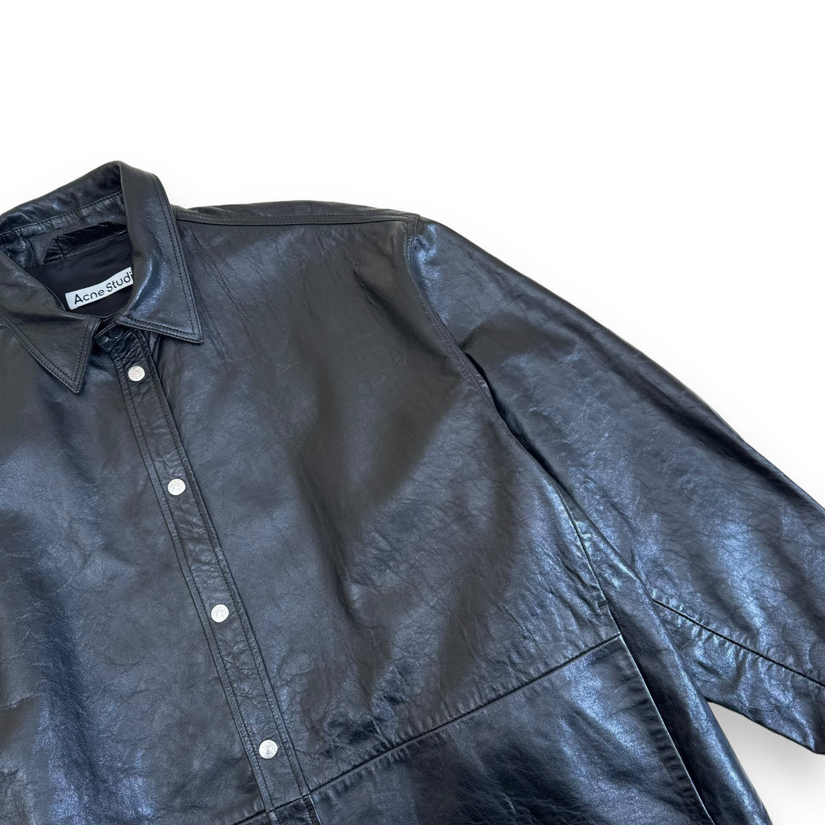 ACNE STUDIOS OVERSIZED LEATHER SHIRT JACKET BLACK M