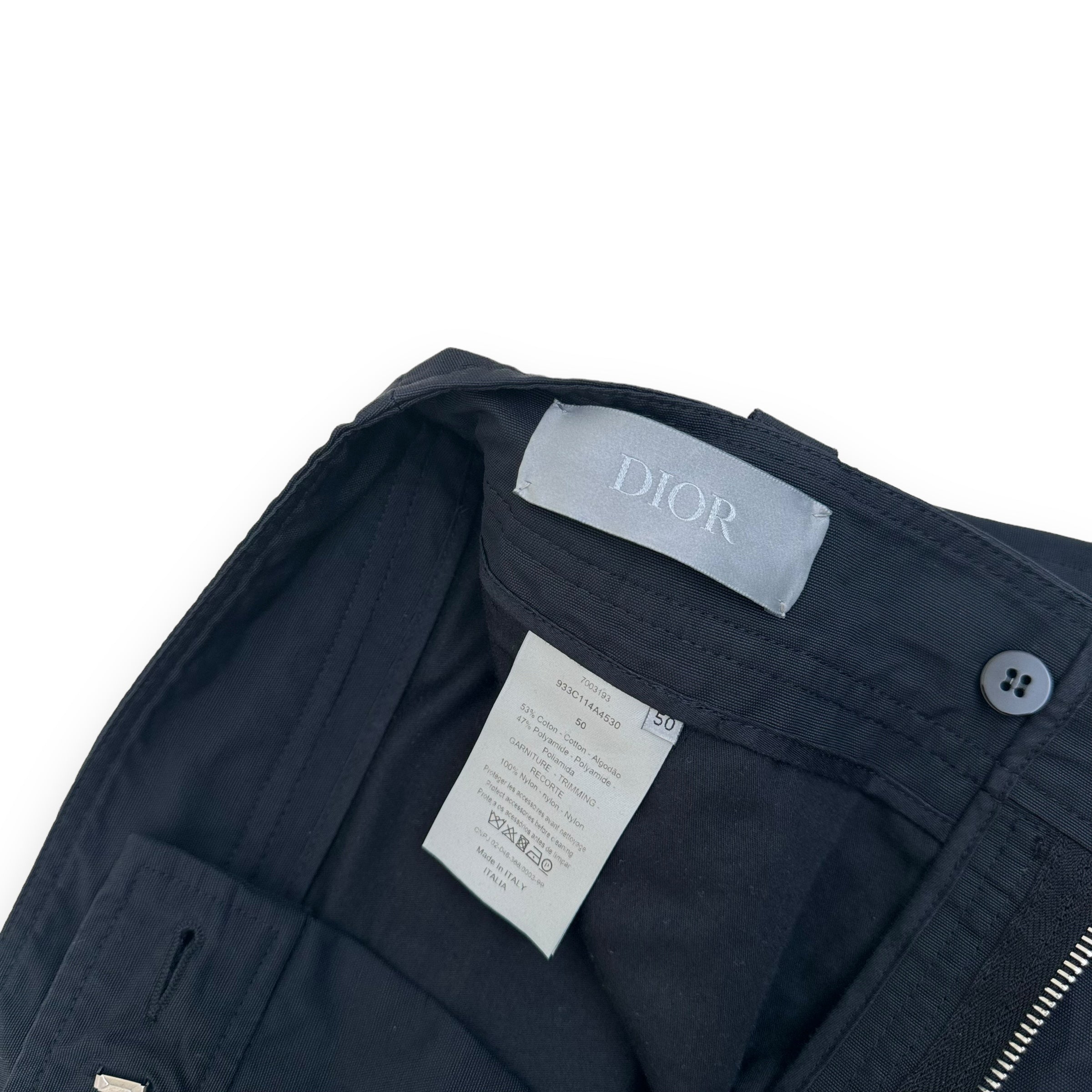 DIOR BUCKLE DETAILED CARGO TROUSERS BLACK L