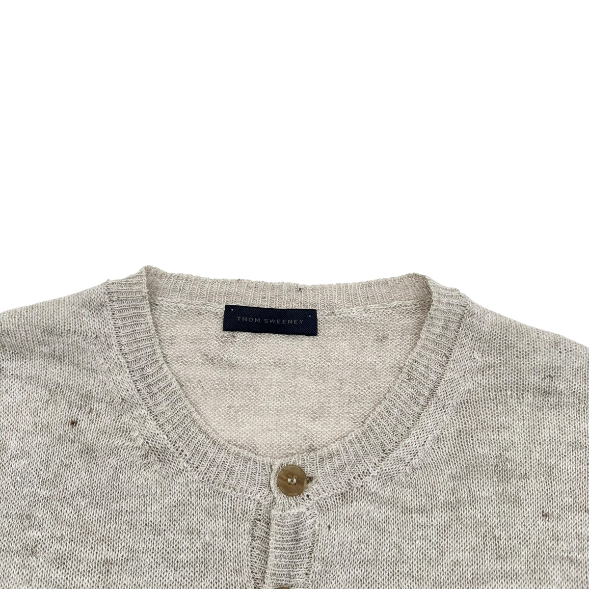 THOM SWEENEY LINEN / SILK HENLEY SWEATER BEIGE L