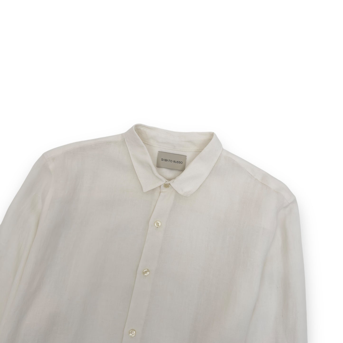 SABATO RUSSO LINEN LONG BUTTON-UP SHIRT IVORY XL