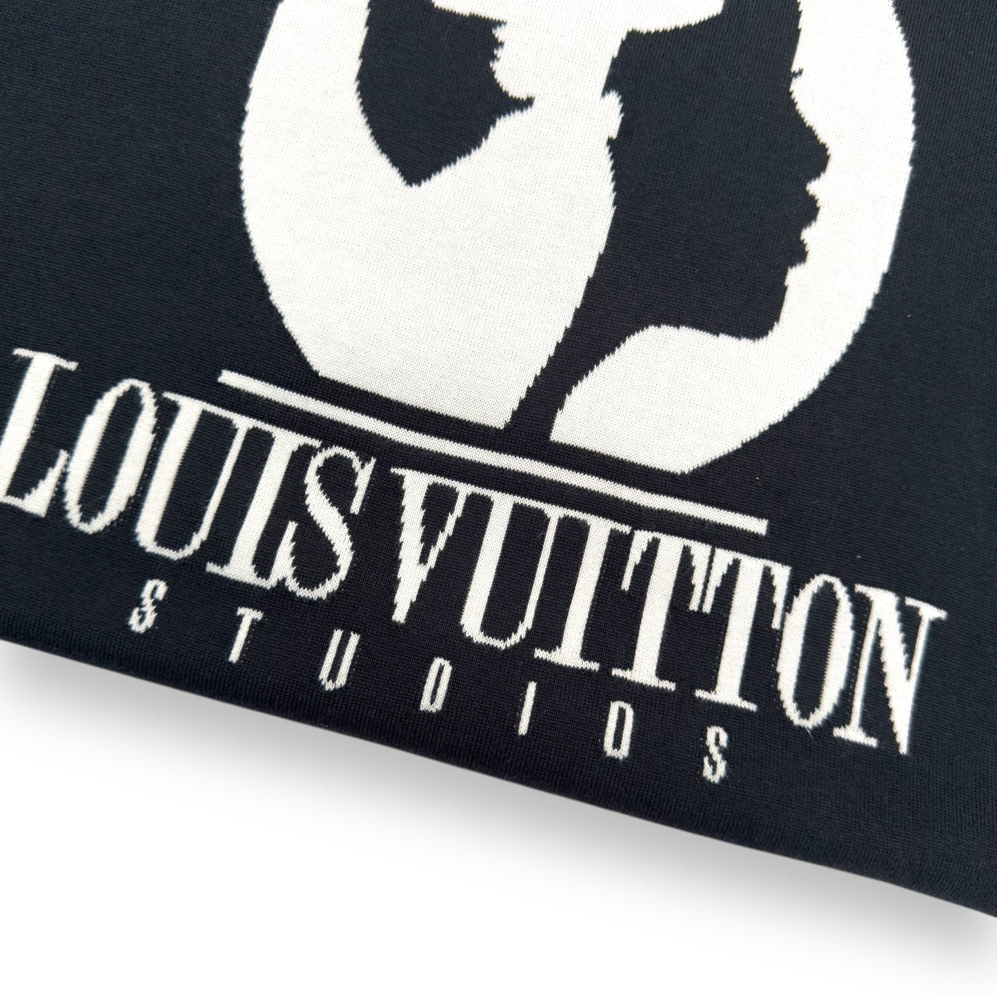 LOUIS VUITTON COTTON INTARSIA CREWNECK T-SHIRT BLACK / WHITE XL