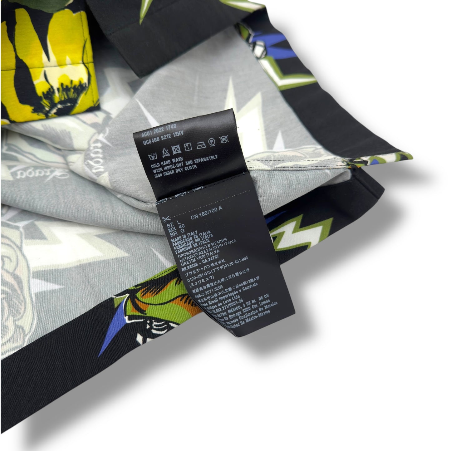 PRADA DOUBLE MATCH BOWLING SHIRT YELLOW / BLACK L