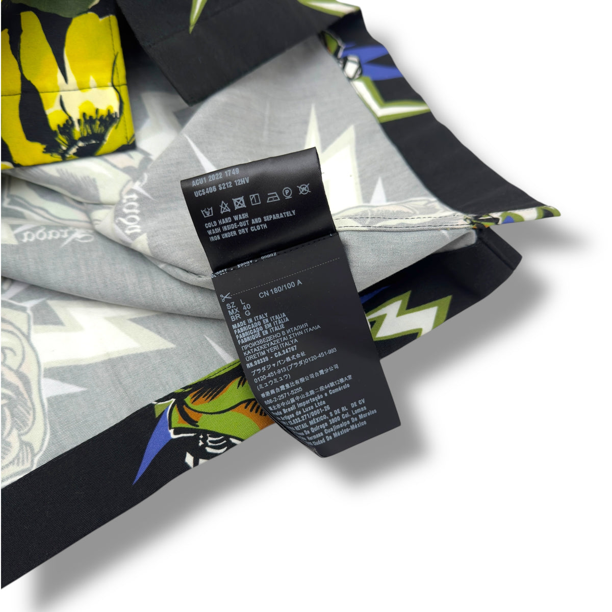 PRADA DOUBLE MATCH BOWLING SHIRT YELLOW / BLACK L
