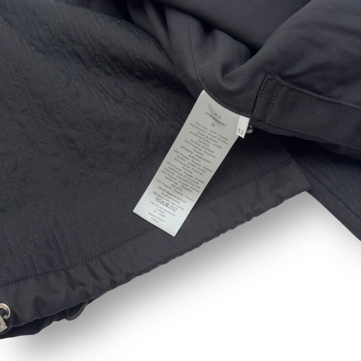DIOR X SACAI SS22 OBLIQUE OVERSHIRT BLACK 52 / XL