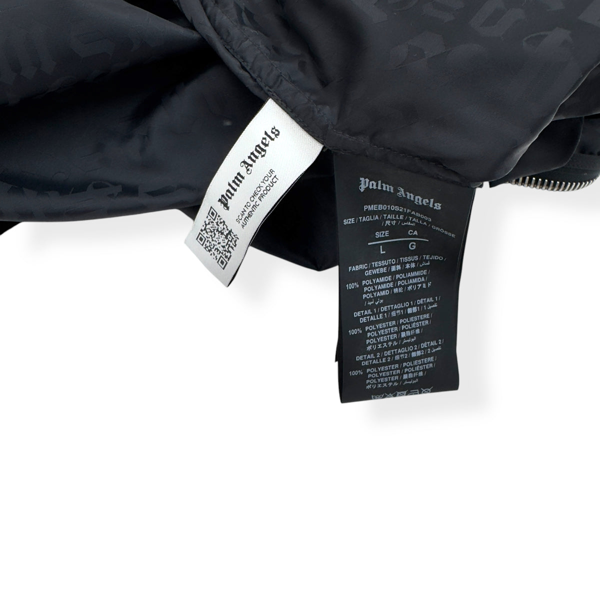 PALM ANGELS MONOGRAM WINDBREAKER JACKET BLACK L