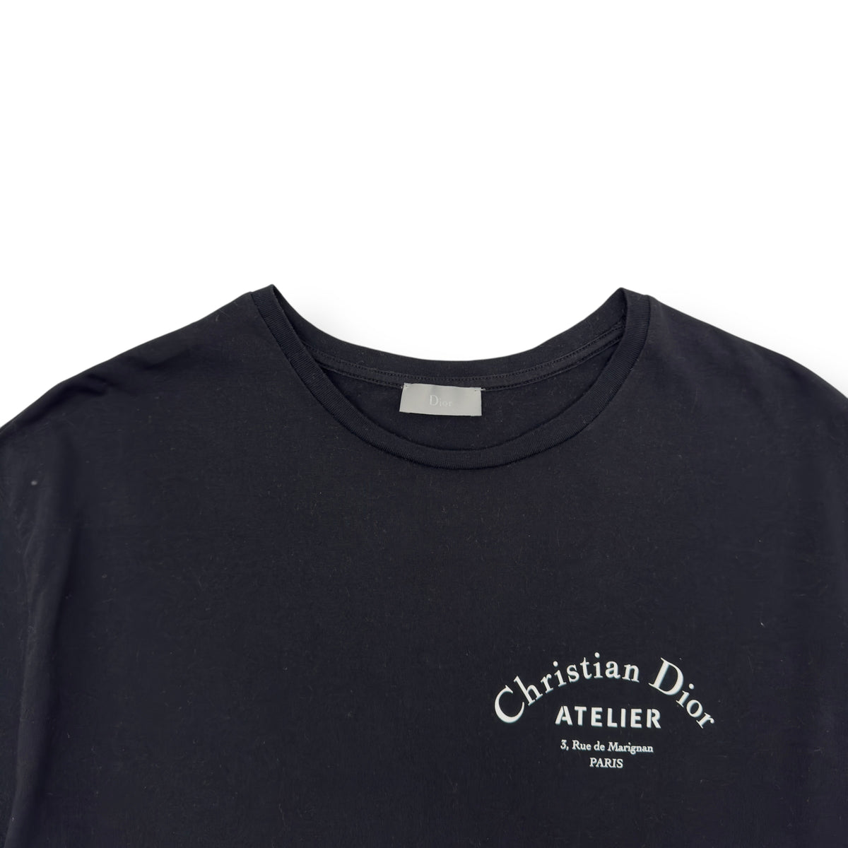 CHRISTIAN DIOR COTTON LOGO CREWNECK T-SHIRT BLACK / WHITE L