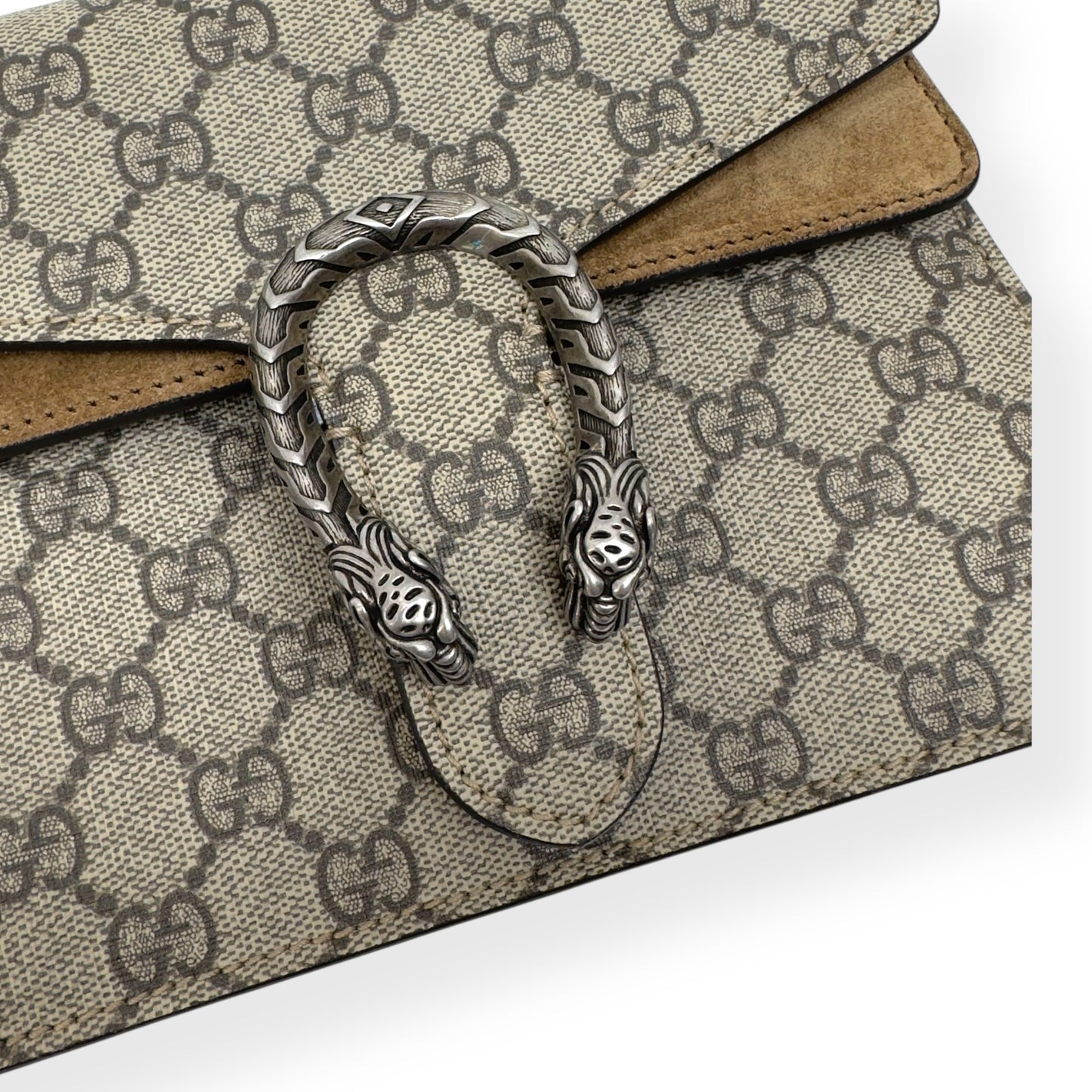 GUCCI GG SUPREME MONOGRAM DIONYSUS CANVAS SHOULDER BAG BEIGE S