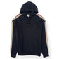 GUCCI TAPE LOGO DETACHABLE WEB SLEEVE HOODIE BLACK / RED S