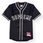 SUPREME MITCHELL & NESS SATIN BASEBALL JERSEY BLACK / WHITE M