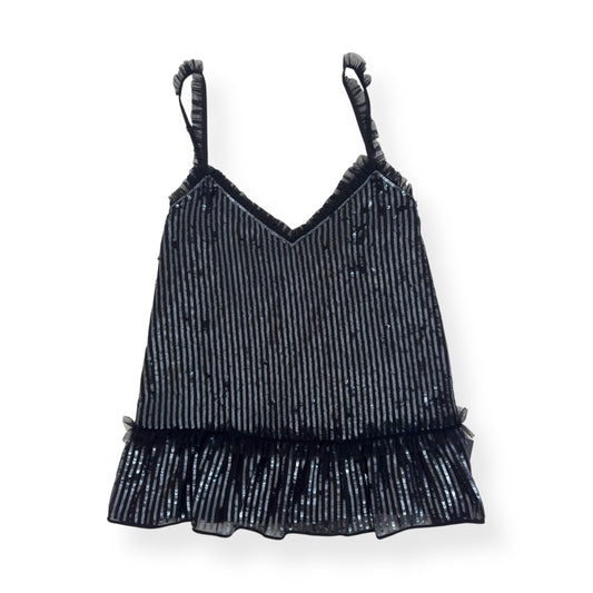 NEEDLES & THREAD SEQUIN RUFFLE PARTY TOP BLACK M
