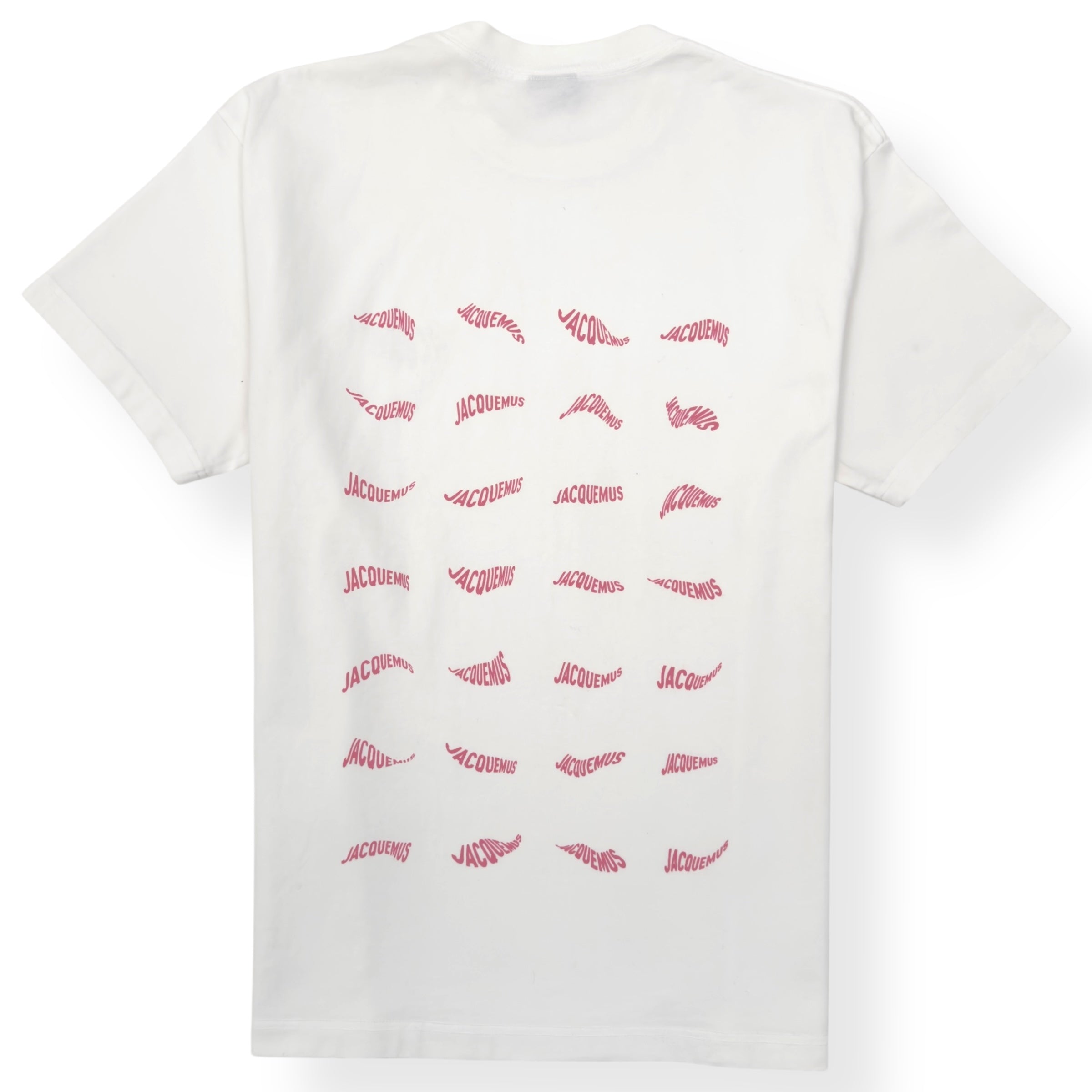 JACQUEMUS LE T-SHIRT VAGUE PRINT LOGO T-SHIRT PINK / WHITE XL