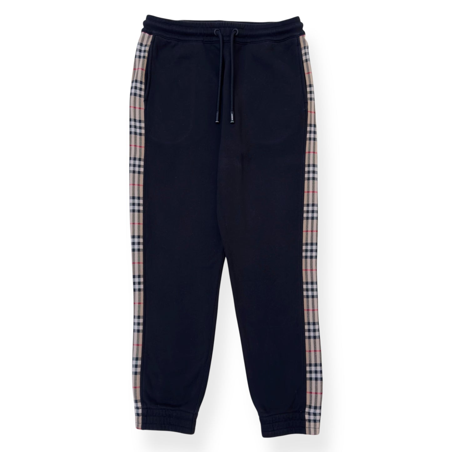 BURBERRY CHECK PANEL SWEATPANTS BLACK M