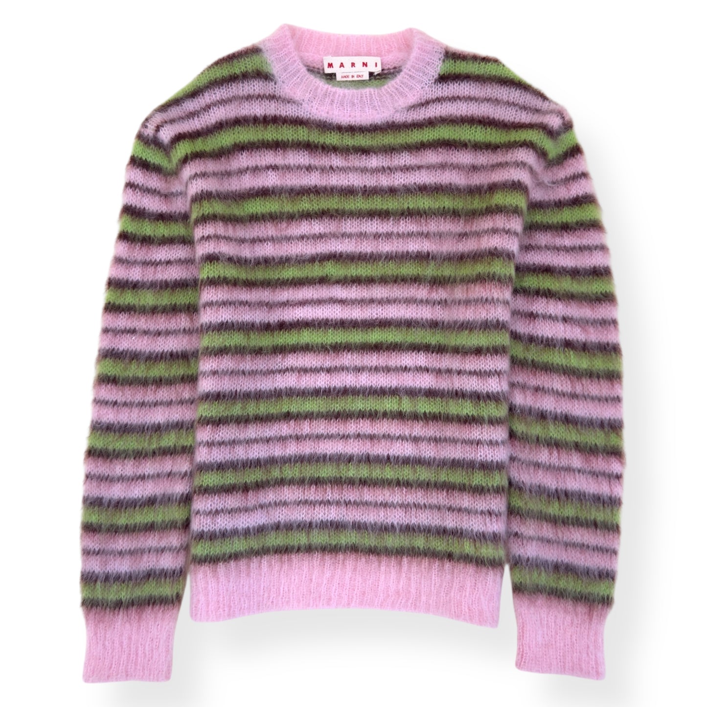MARNI MOHAIR LONG SLEEVE SWEATER PINK / GREEN 52 / XL